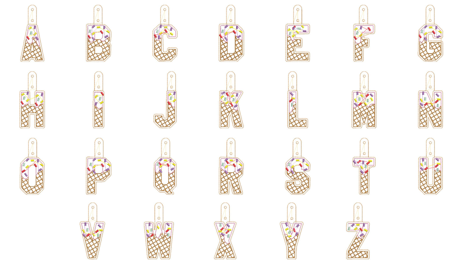Ice Cream Cone Monogram Keychain