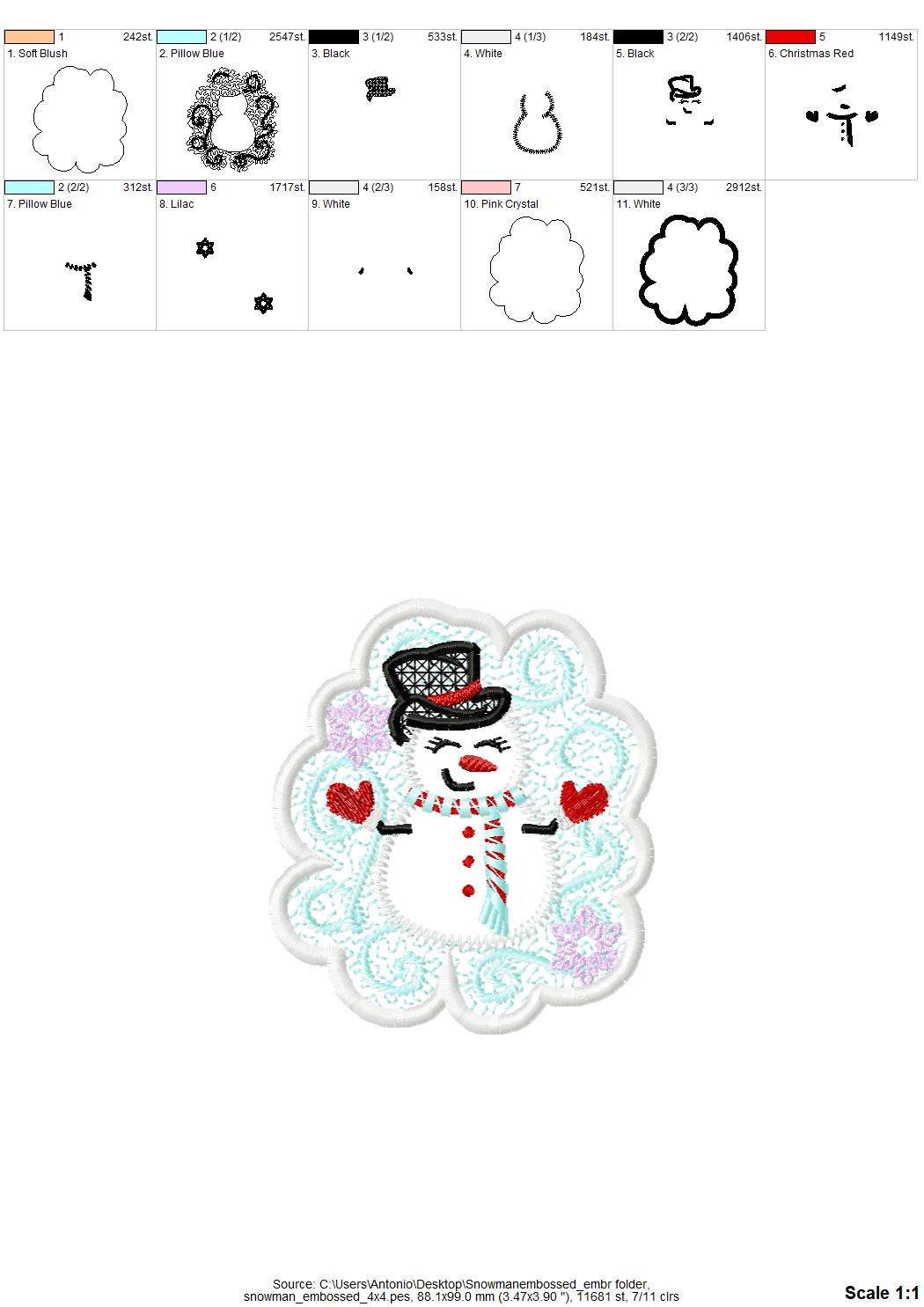 Snowman Embossed Terry Towel