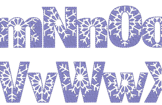 Embossed Snowflake Frozen Fill Stitch Font