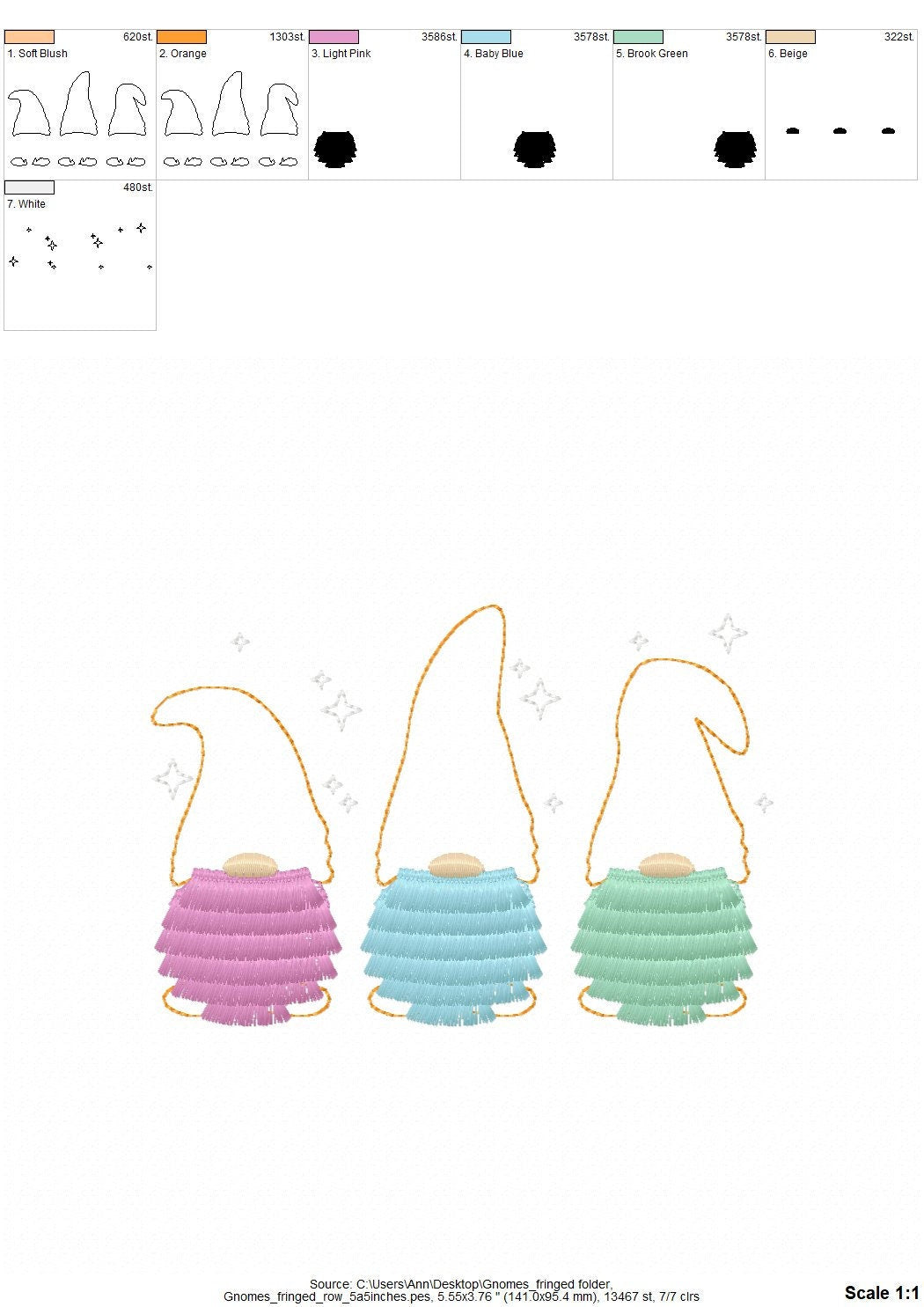 Three Gnomes in a row Fringed Beard