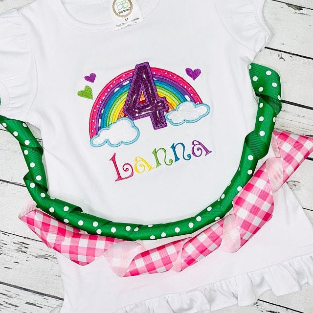 Satin Rainbow Birthday Numbers Applique