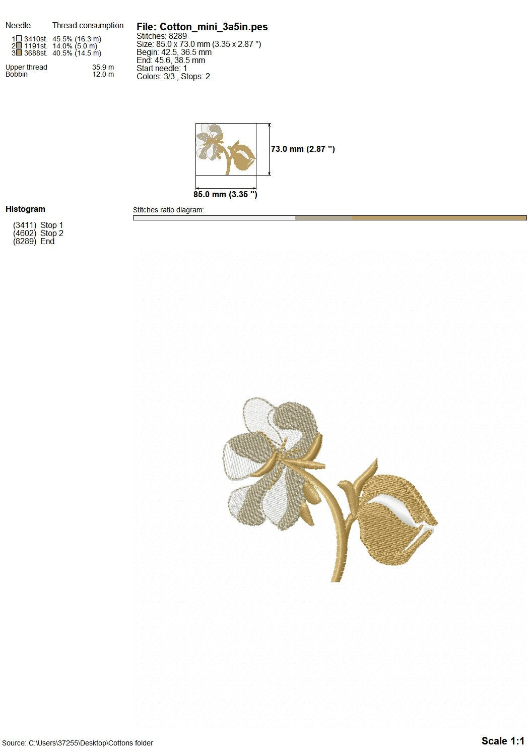 Cotton Flower And Cotton Branch Set of 4