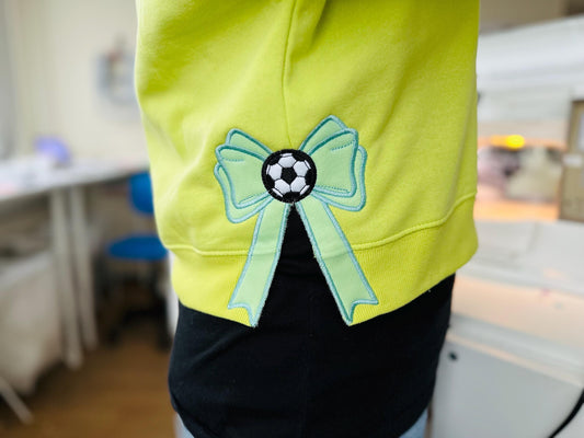 Soccer Ball and Bow Applique