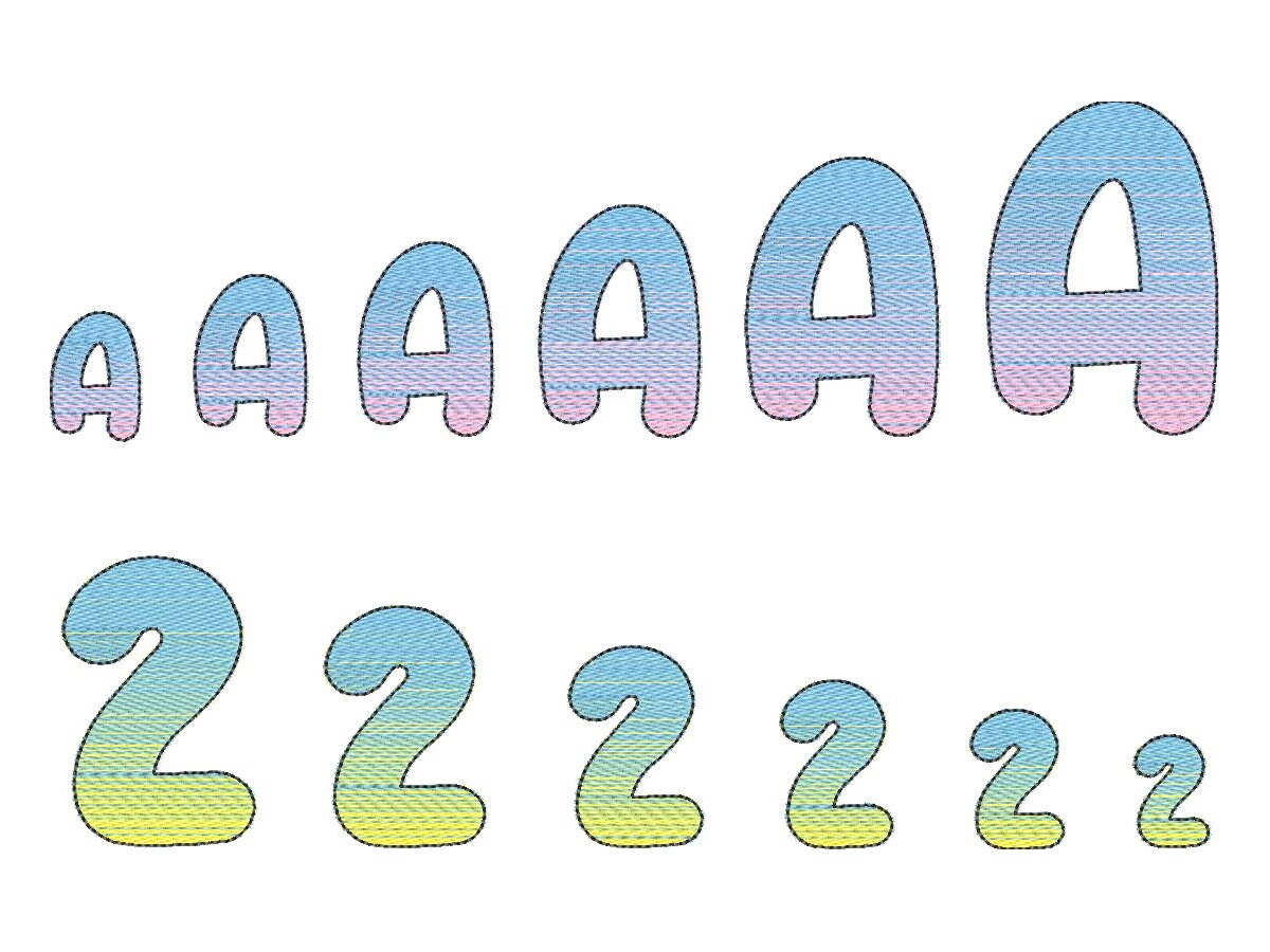Iridescent 2-Color Ombre Gradient Bubble Font