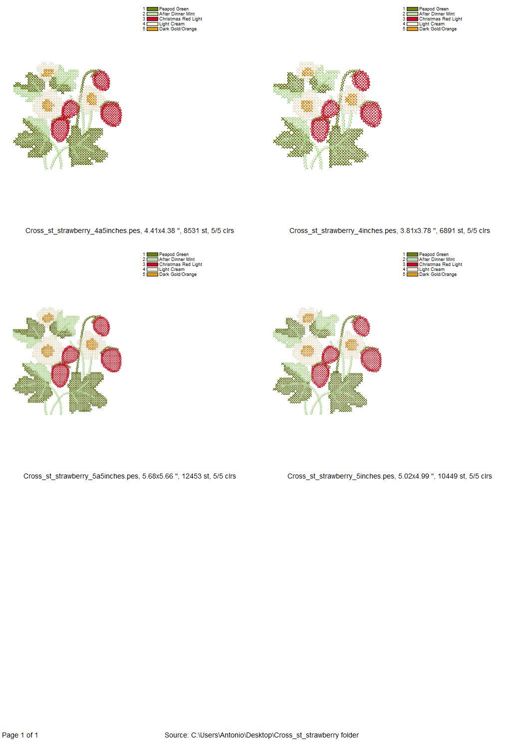 Cross stitch Strawberry Wild Strawberries woodland forest garden