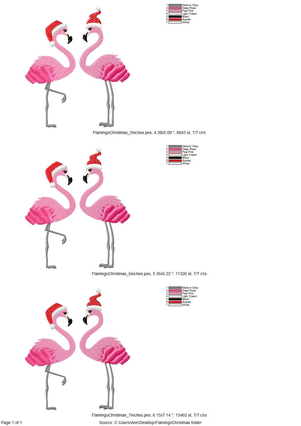 Fringed Christmas Flamingo 2 in a row