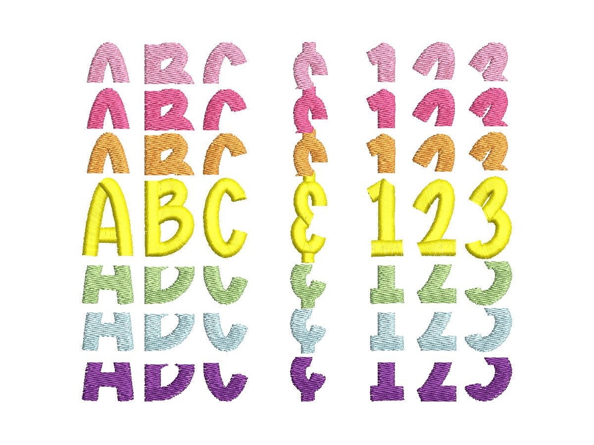 Stacked Font, satin stitch and outline trend alphabet letters, awesome