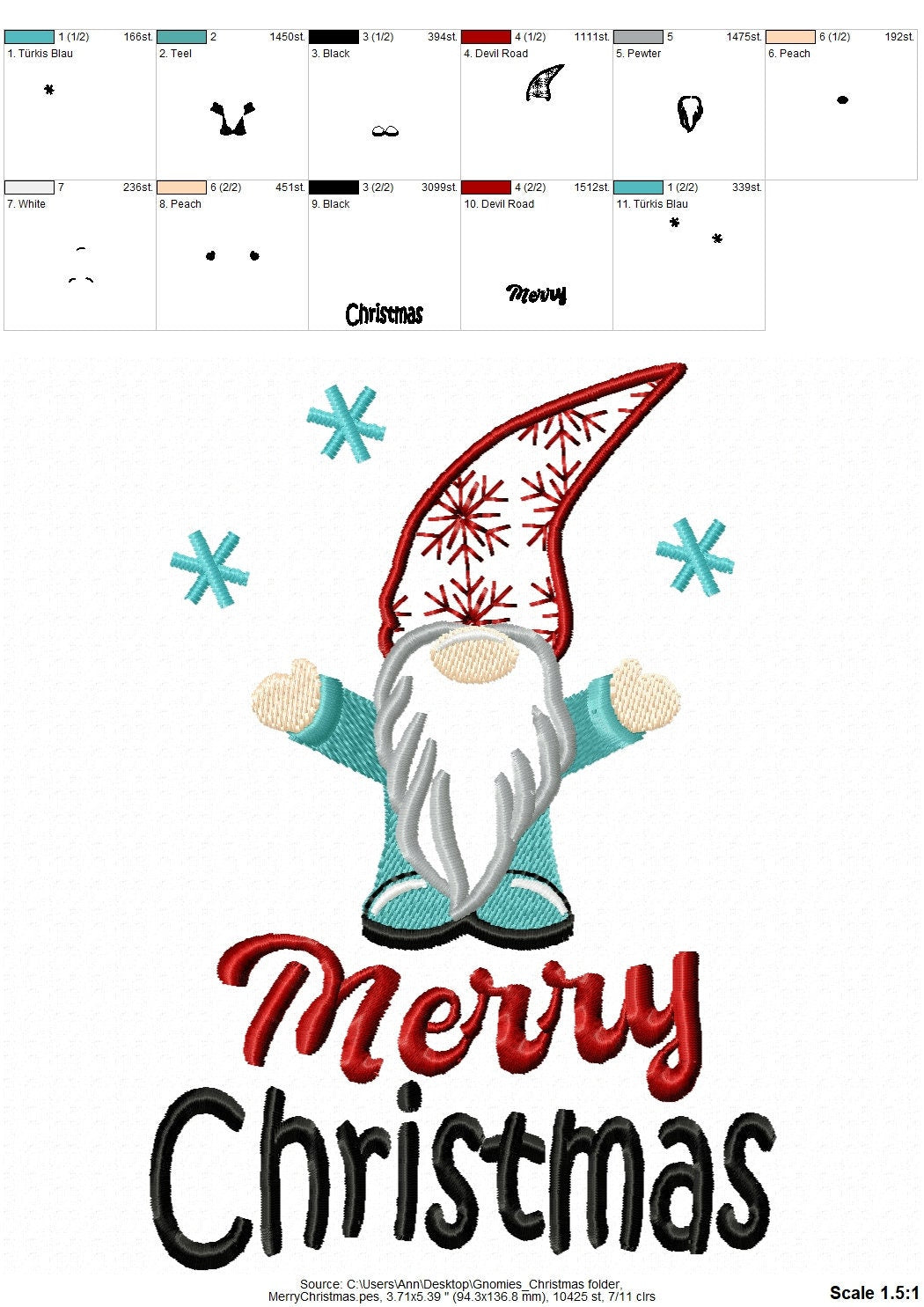 Merry Christmas Gnomie Set of 6