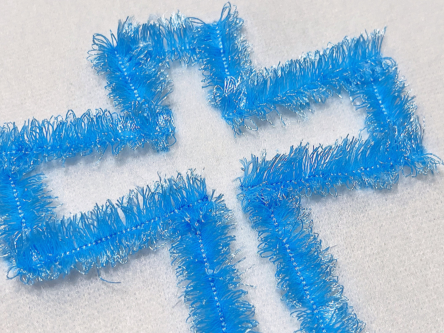 Fluffy Cross chenille awesome Fringed Christian Cross outline fringe