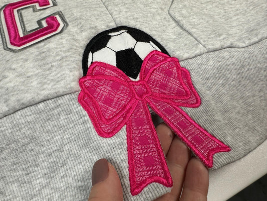 Soccer Ball And Gingham Plaid Bow