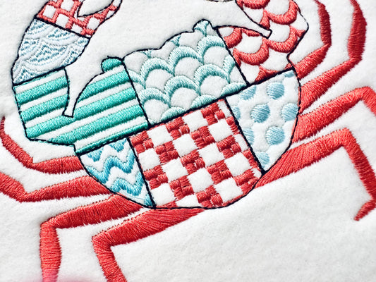 Patchwork Crab patterned animal with pincers Crab boy outline machine
