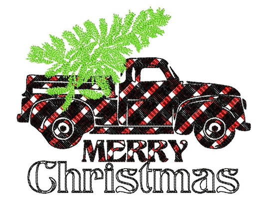 Merry Christmas Patterned Red Truck