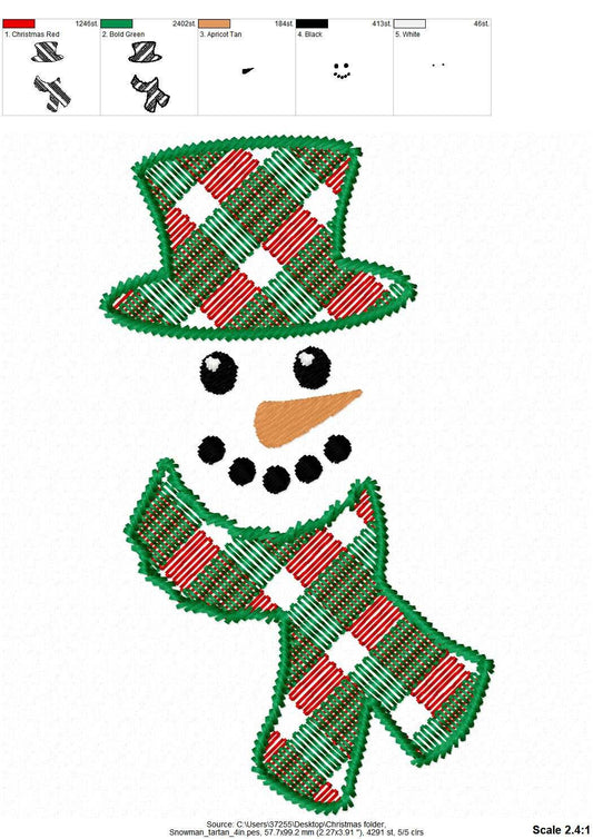 Gingham Plaid Patterned Christmas Snowman