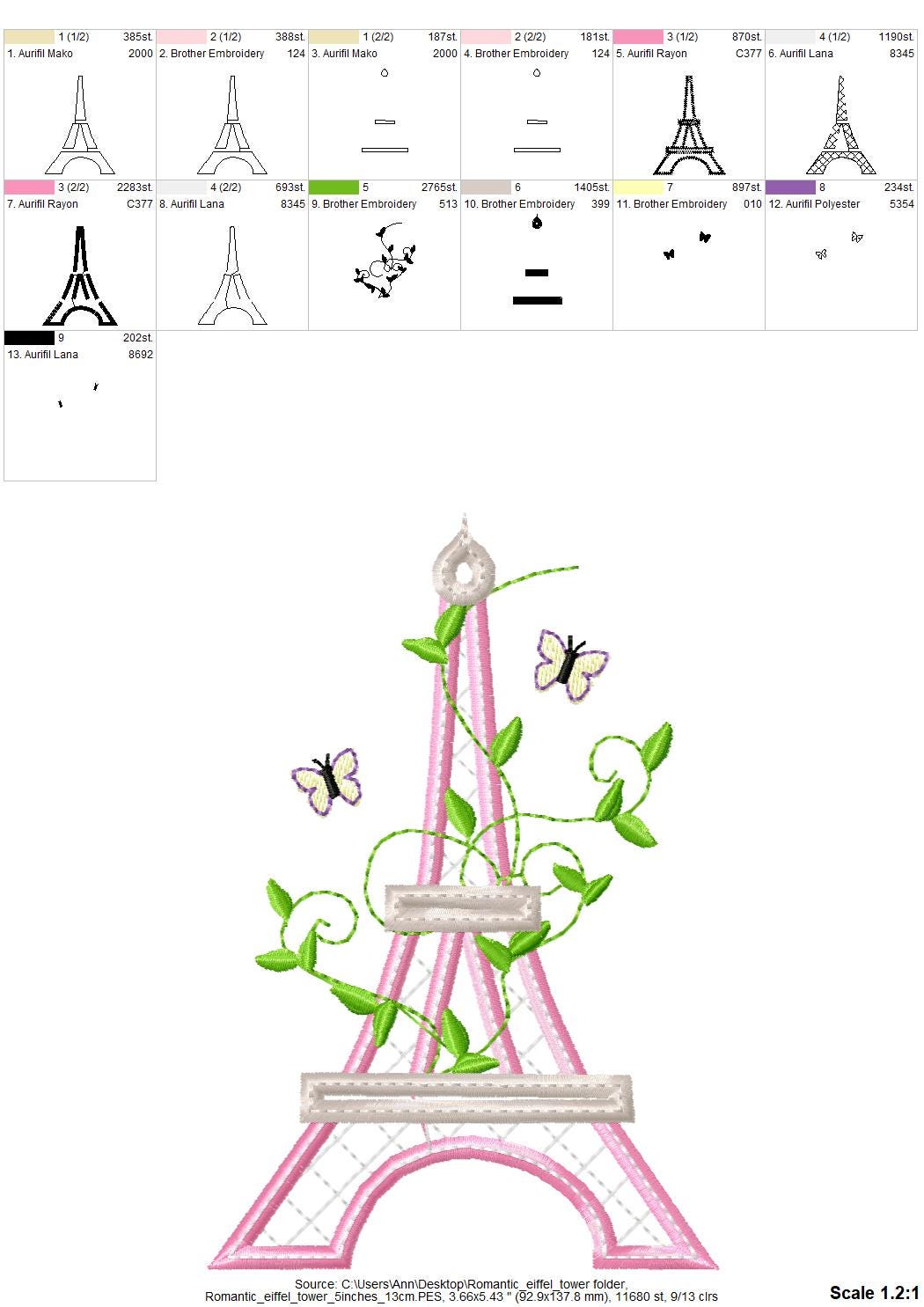 Romantic Eiffel Tower Applique