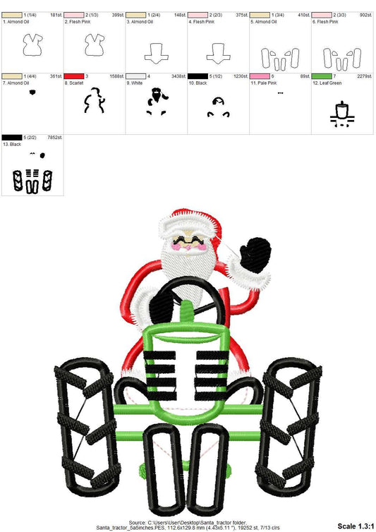 Santa on Christmas Tractor Applique