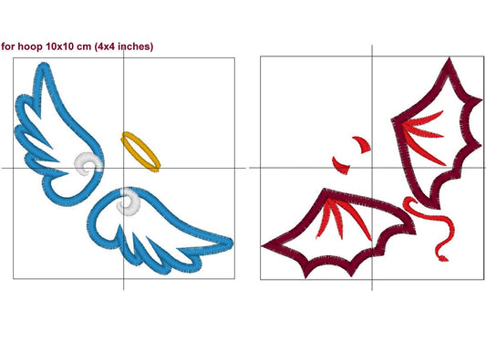 Little Angel And Little Devil Wings Applique