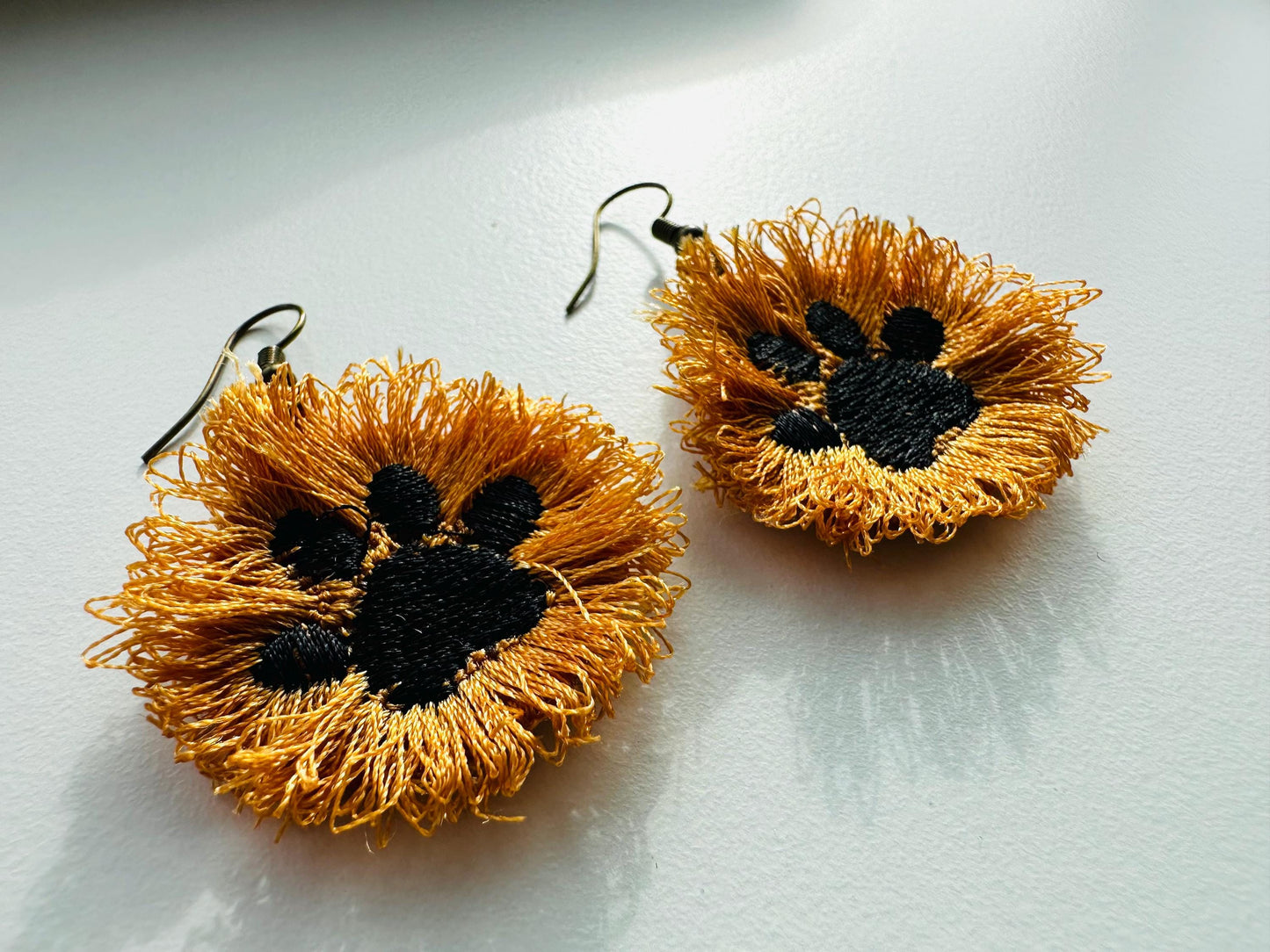 Fringed Puppy Paw Earrings FSL