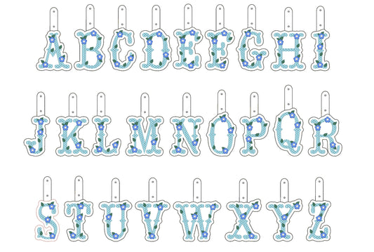 Small flower western cowboy Monogram keychain and eyelet gift tag