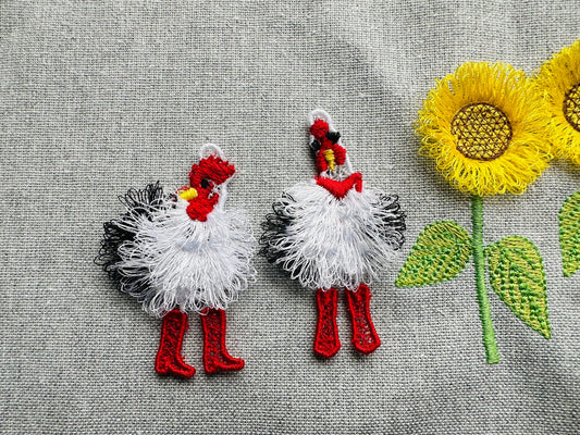 Fringed Chicken Earrings Charm