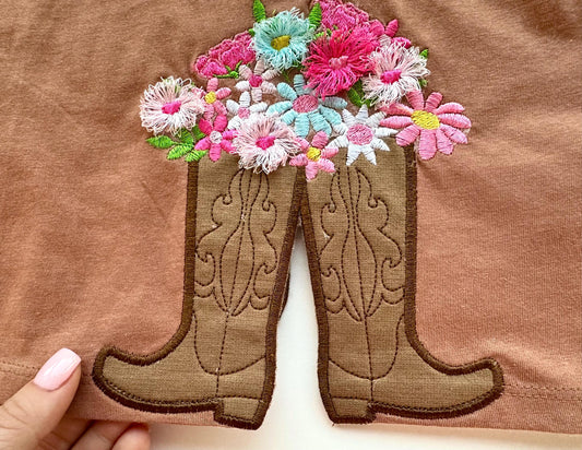 Cowboy Cowgirl Boots and Fringed Flower