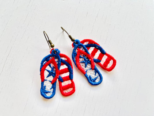 Patriotic Stars and Stripes Flip Flops FSL