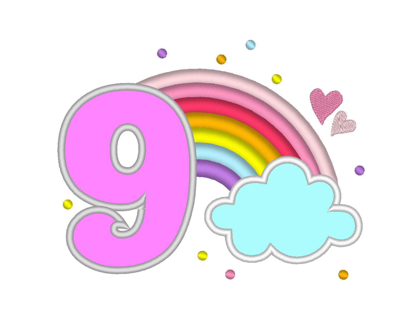 Cute Rainbow Birthday Number 9