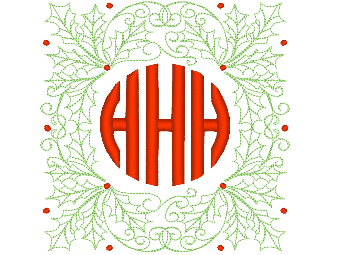 Christmas Holly Circle Monogram