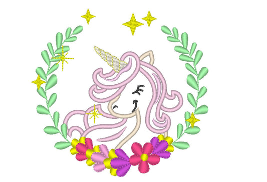 Unicorn Princess Floral Laurel