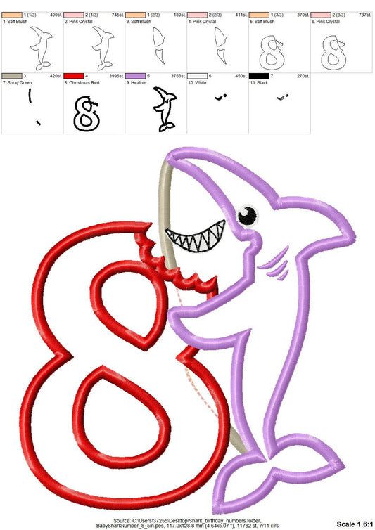Baby Shark Birthday Number 8 Eight