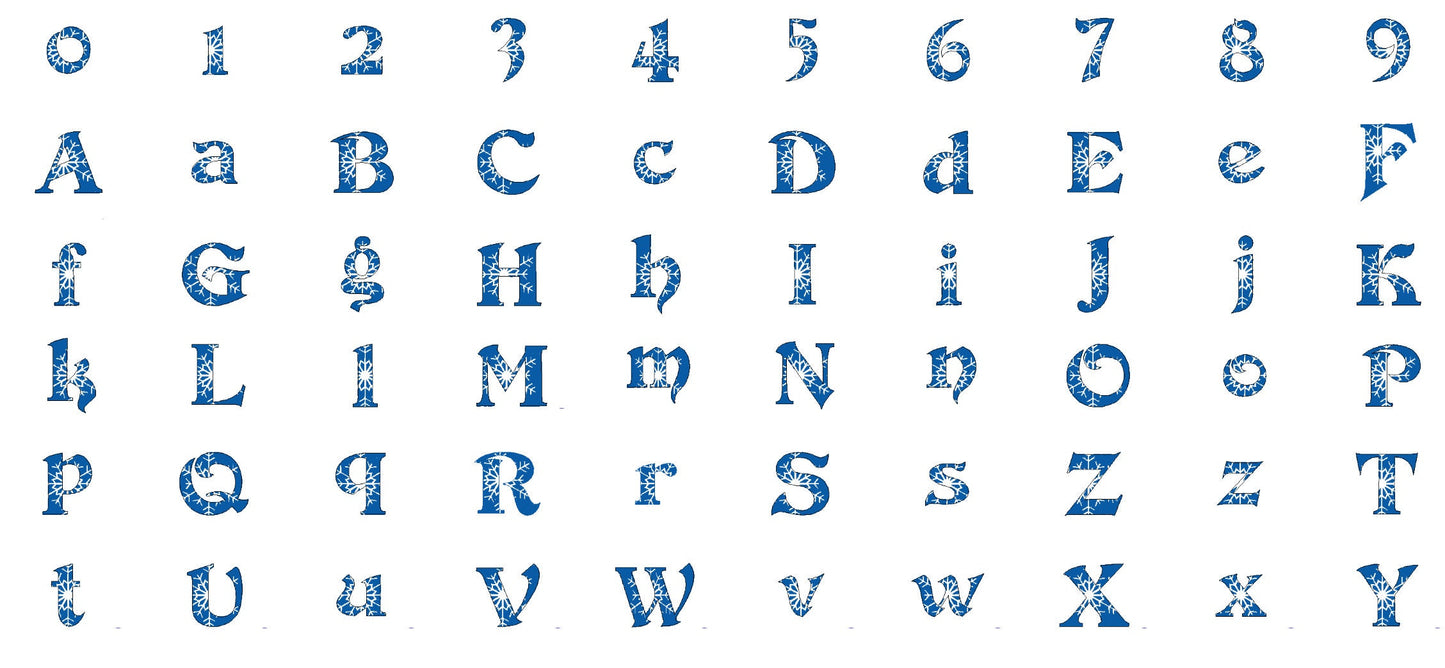 Embossed Snowflake Frozen Font