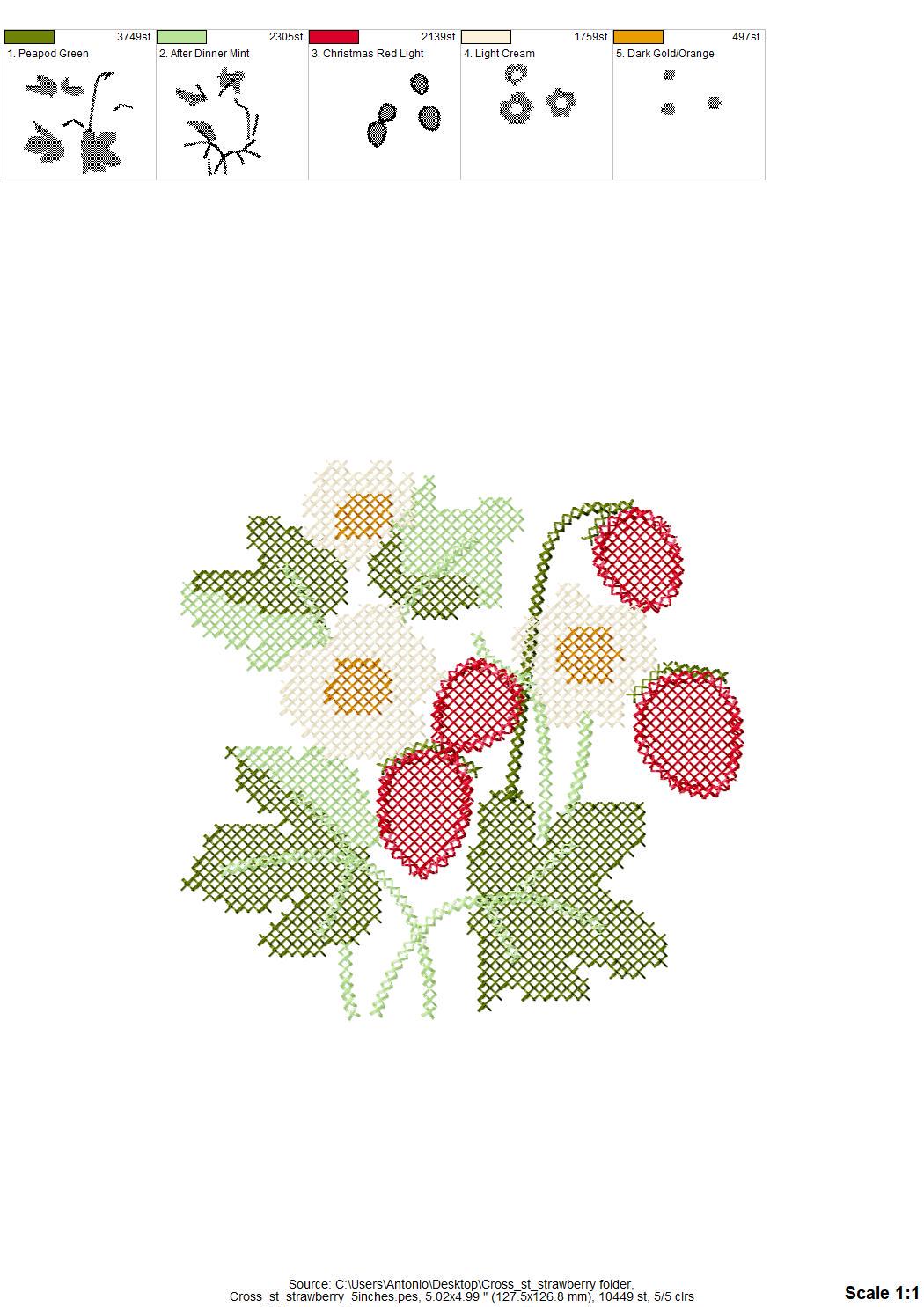 Cross stitch Strawberry Wild Strawberries woodland forest garden