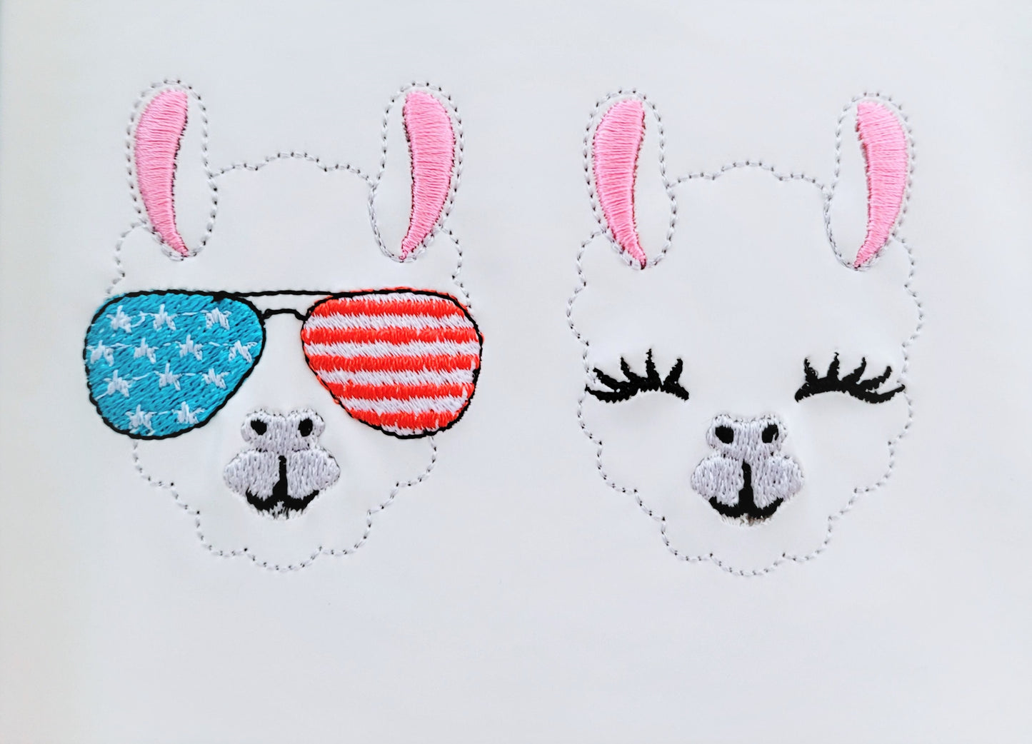 Llama head lama face with glasses American flag patriotic 2 types ITH