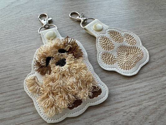 Little Dog Puppy And Paw Keychain