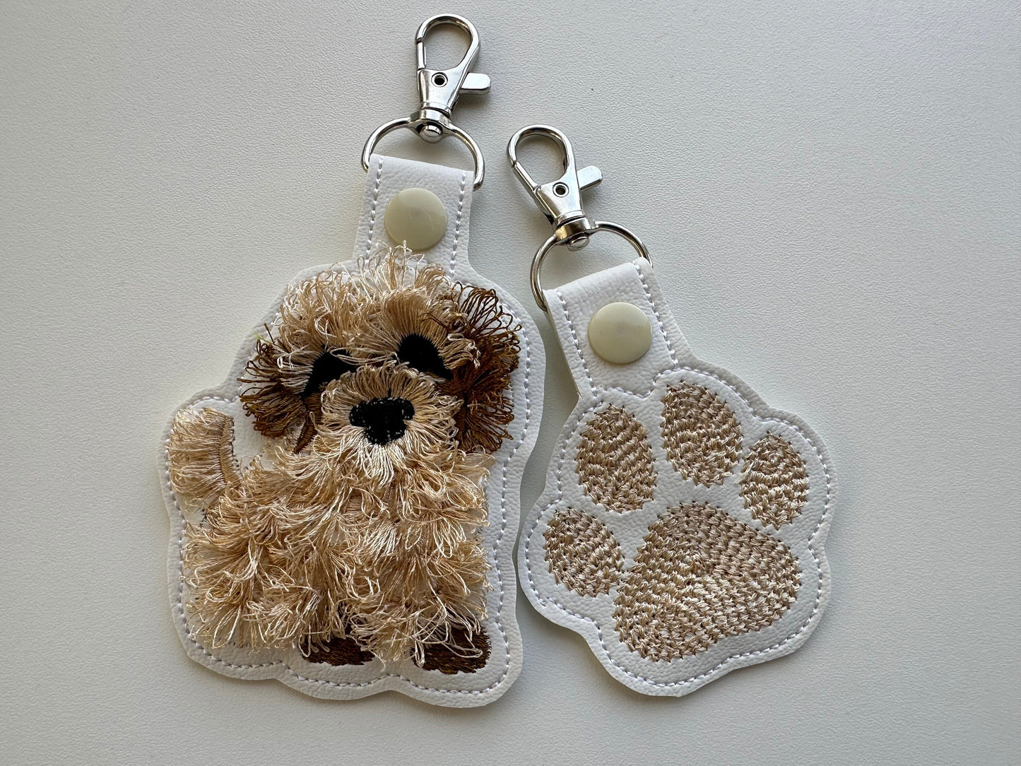 Little Dog Puppy And Paw Keychain