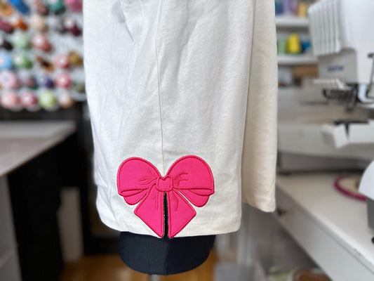 Valentine Heart Split Side Bow Applique