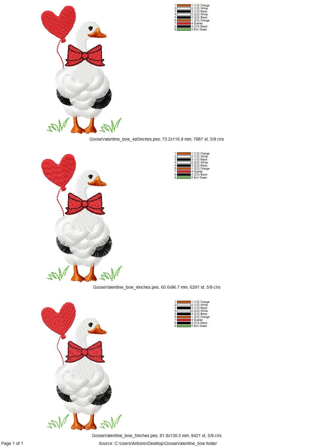 Valentine Goose with Heart Balloon