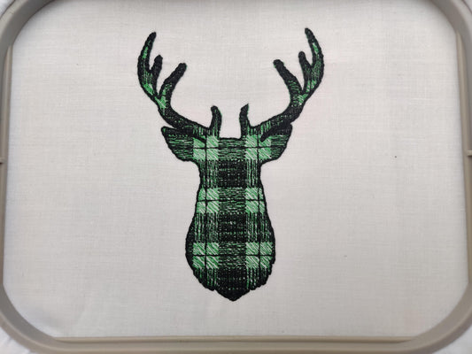Gingham Plaid Patterned Buck Deer Head
