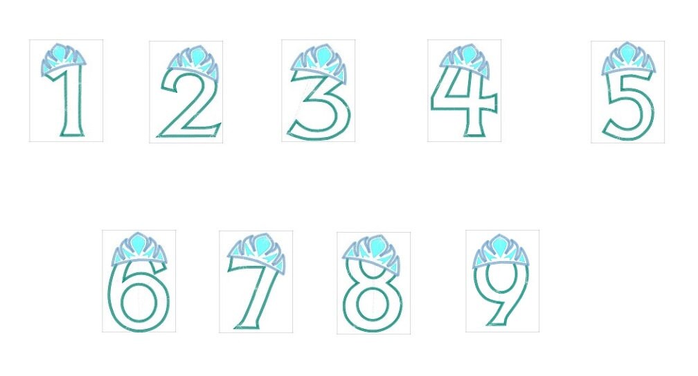 Frozen Ice Tiara Princess Birthday Numbers