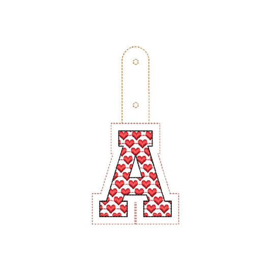 Heart Patterned Monogram Keychain