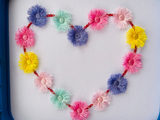 Fringed Pom Poms Valentine Heart