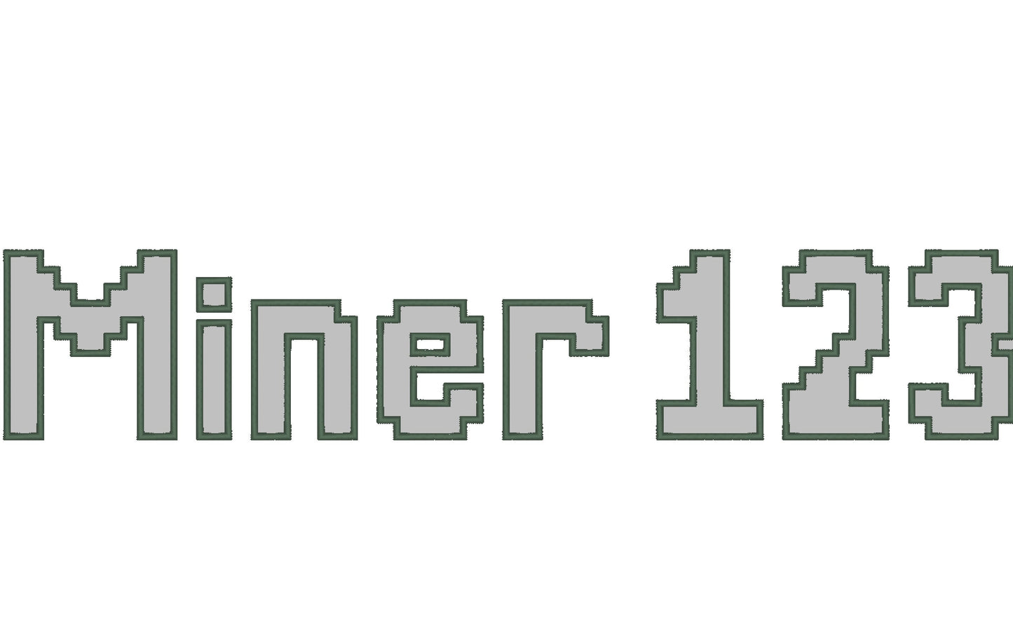 Miner Bricks Pixel Boys Font Applique