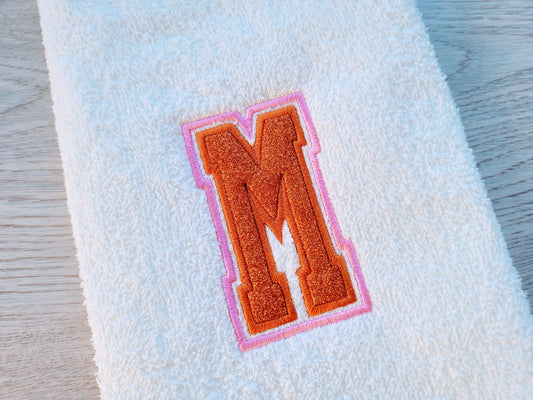 Double Applique Thin Narrow Athletic Font