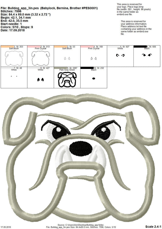 Bulldog Head Applique