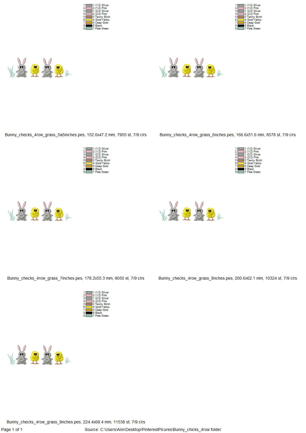 Fringed Easter Bunny and Chick 4 in a row