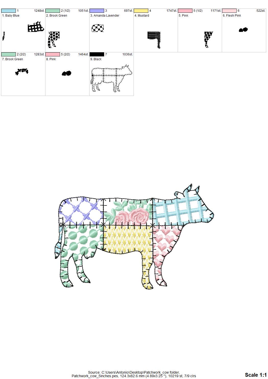 Patchwork Patterned Farm Cow