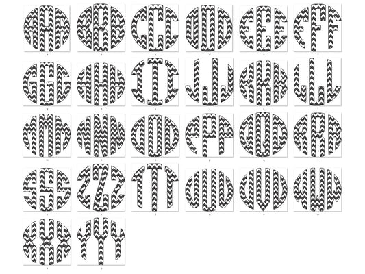 Classic Chevron 3-Letter Circle Monogram Font