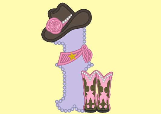Lady Cowboy Birthday Number 1 One
