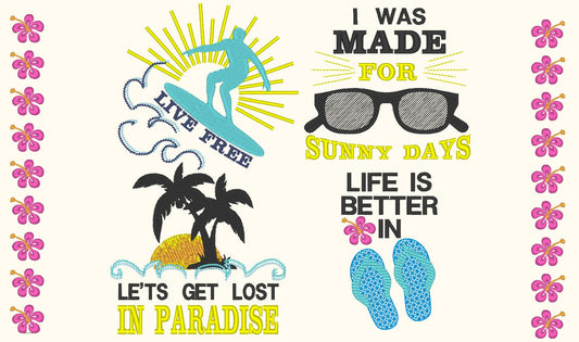Summer fun lovin summer holidays quotes, machine embroidery designs for