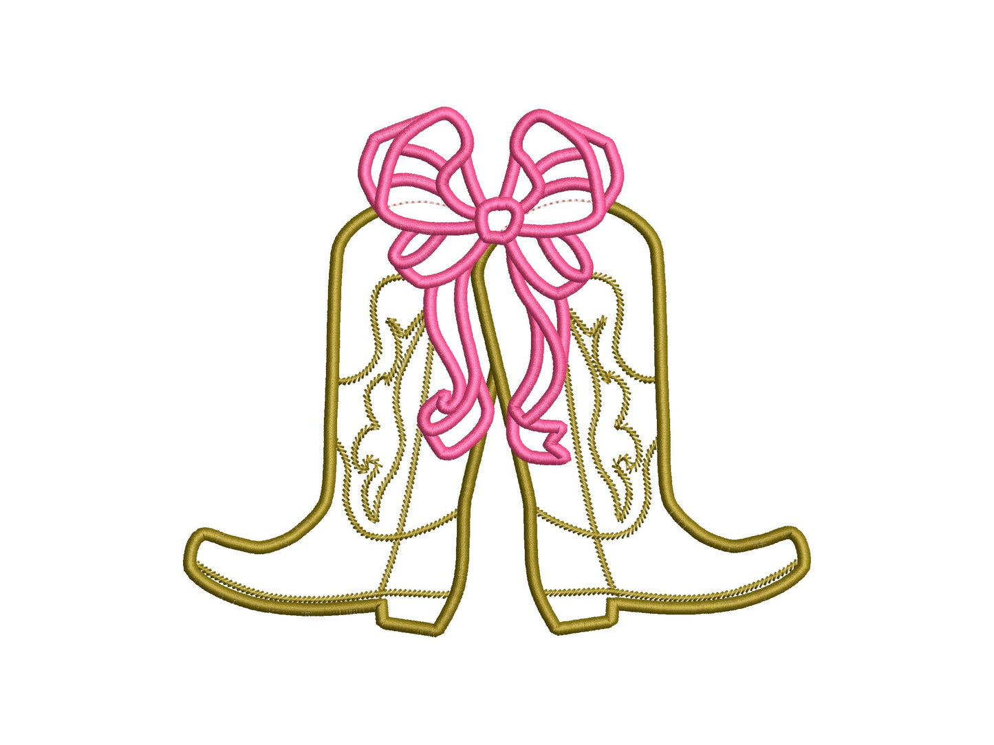 Cowboy Cowgirl Boots and Bow Applique