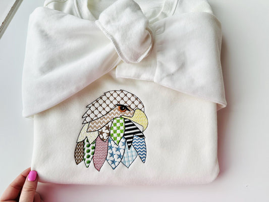 Patchwork Eagle awesome patterned wild bird Bald Eagle machine